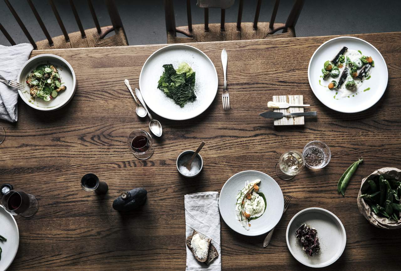 Image of food plates at a restaurant in Stockholm